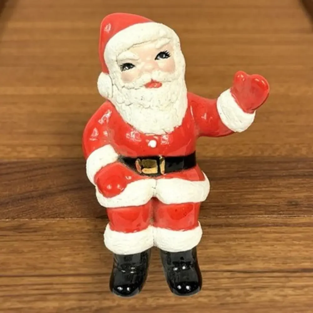 Vintage Ceramic Santa Shelf Sitter Figurine Retro Mid Century Christmas Decor